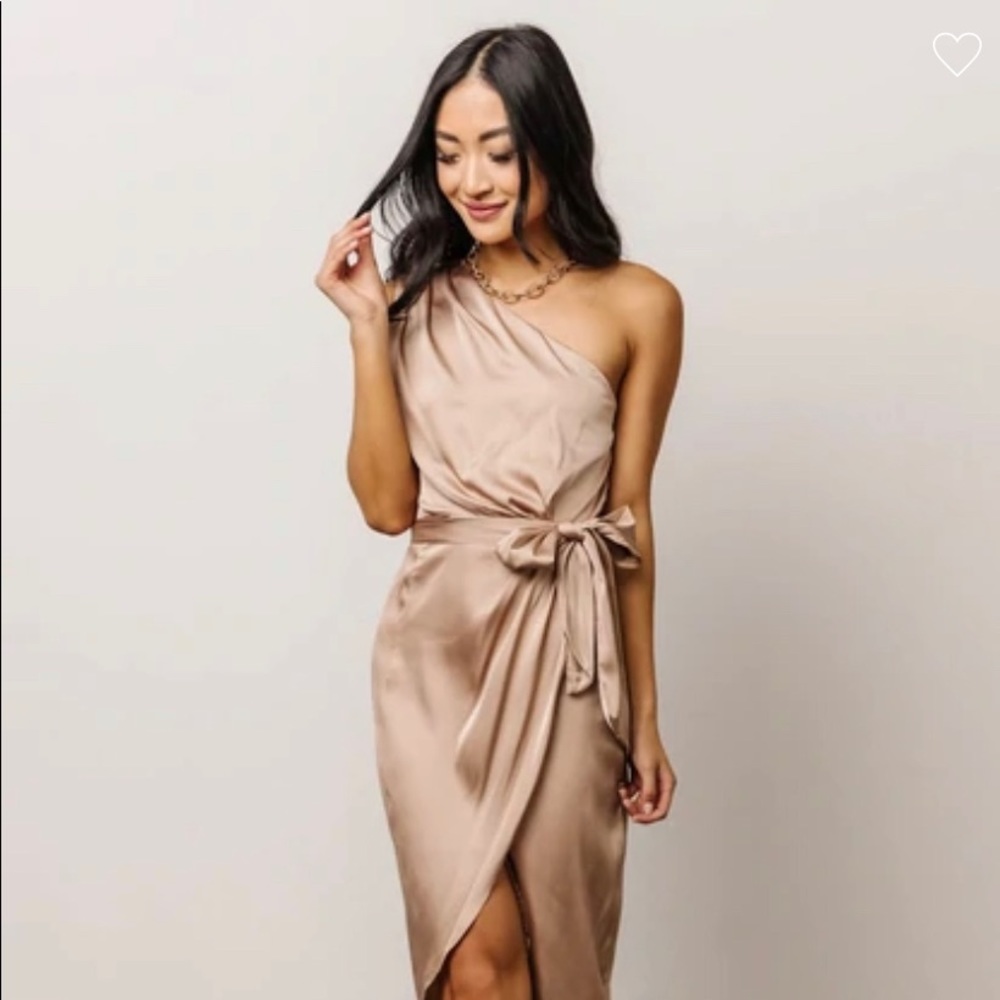 Champagne one shoulder dress